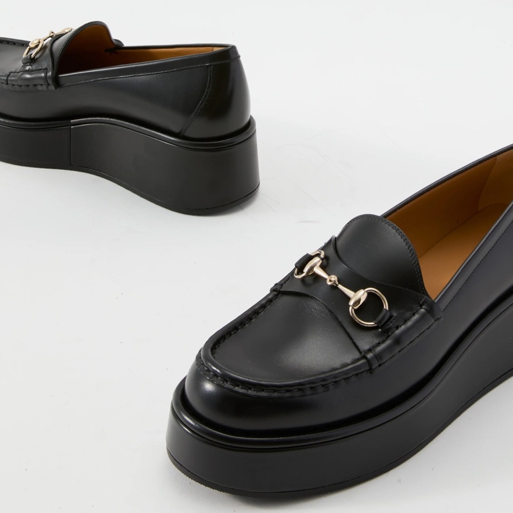 Sold Out Gucci Black Leather Platform Loafers